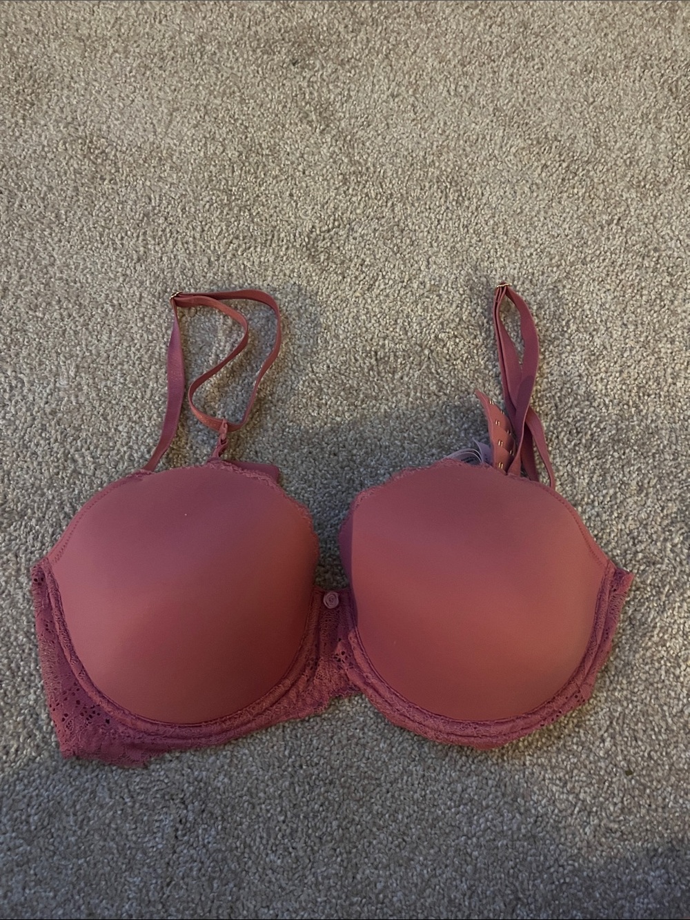 Victoria's Secret Mauve Lace Trim T-Shirt Bra